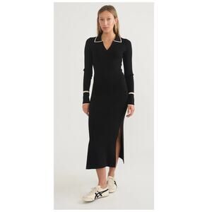 Marine Layer Contrast Trim Long Sleeve Polo Sweater Dress Size Small